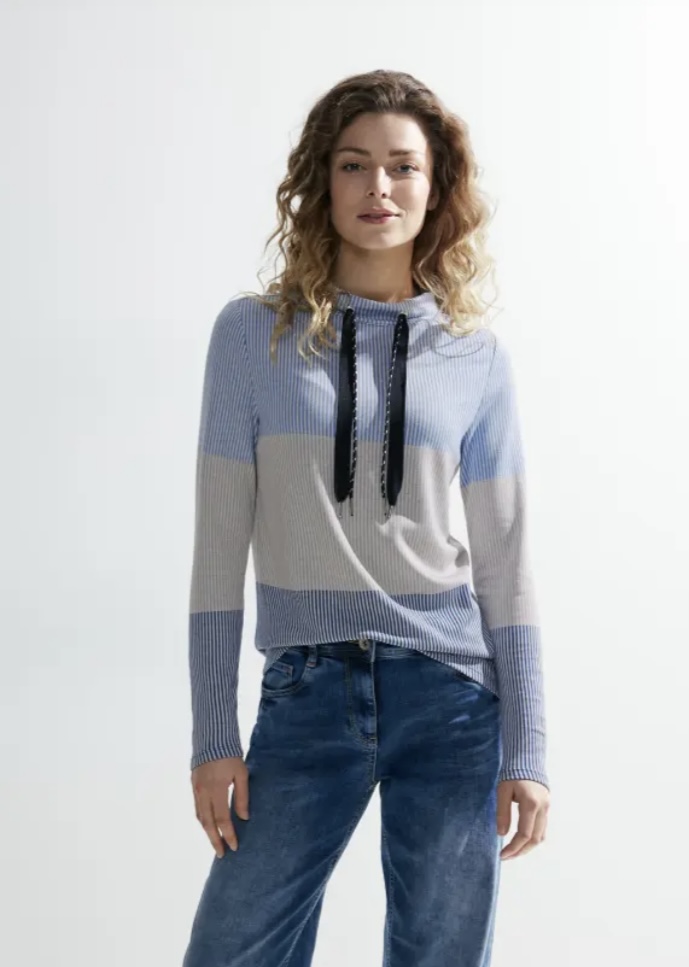 Cecil Blue Stripe Jacquard Sweatshirt 320876 - McMullans